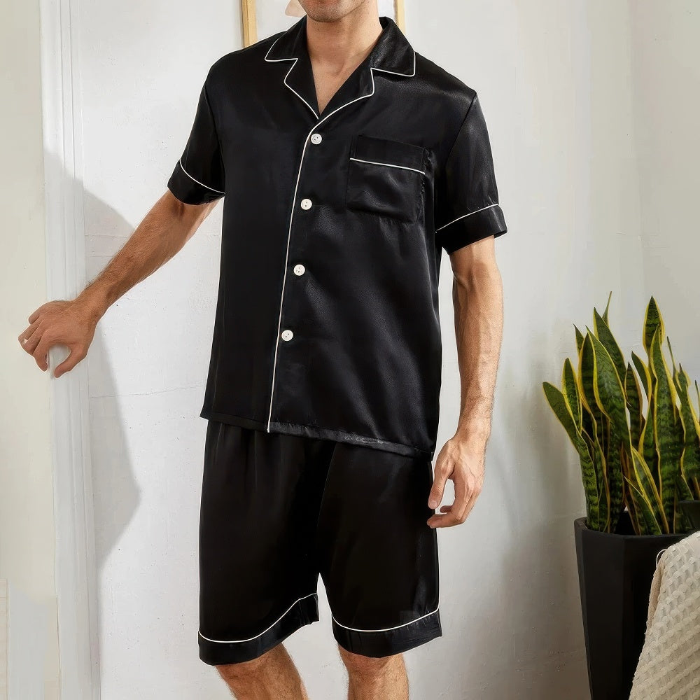 Short Pyjama Set | Men's Comfort | Blue & Black