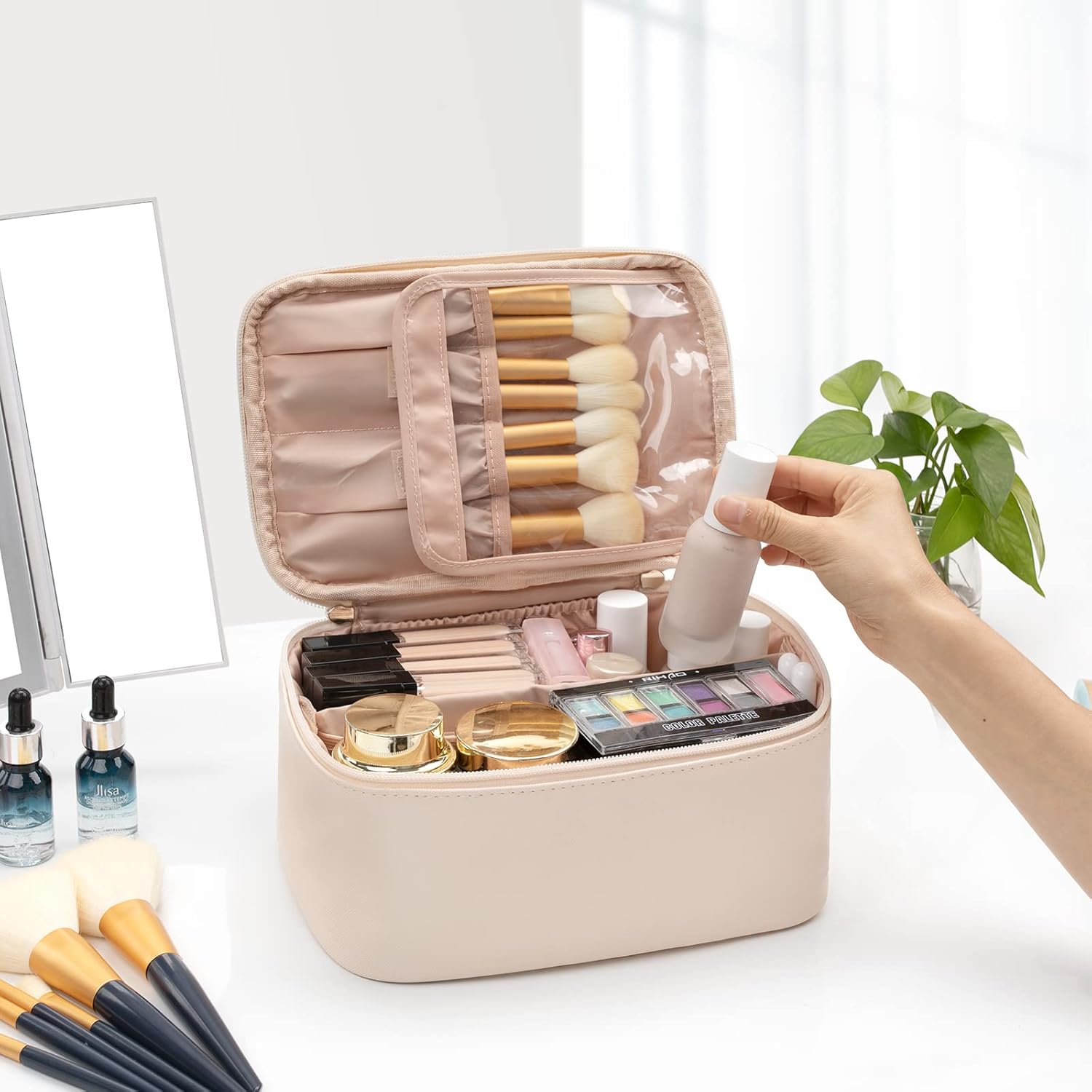 Travel-Friendly Makeup Organizer with Dividers