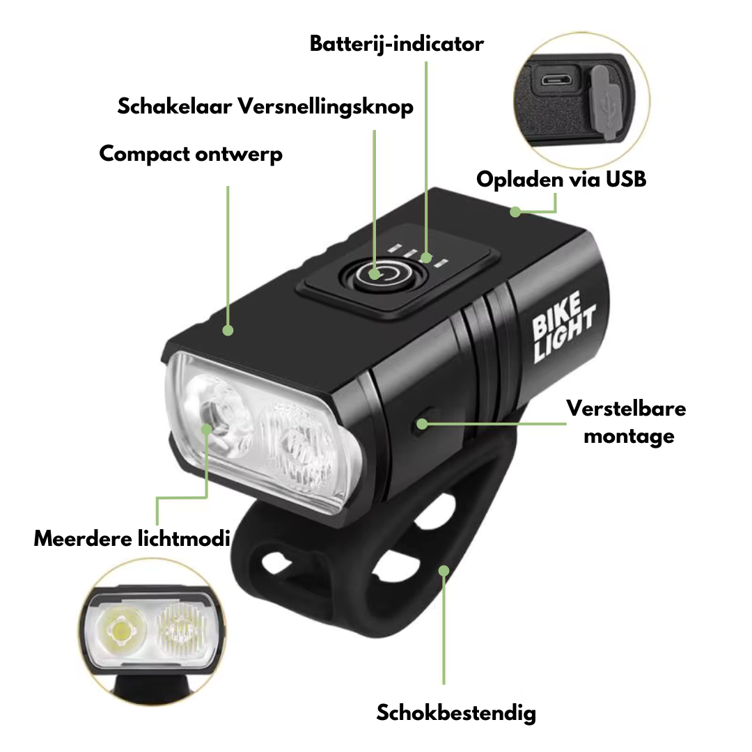 LED Bicycle Lights - 1000 & 500 Lumens | USB Rechargeable