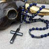 Tiger's Eye and Lapis Lazuli Cross Rosary Necklace for Men – Orion