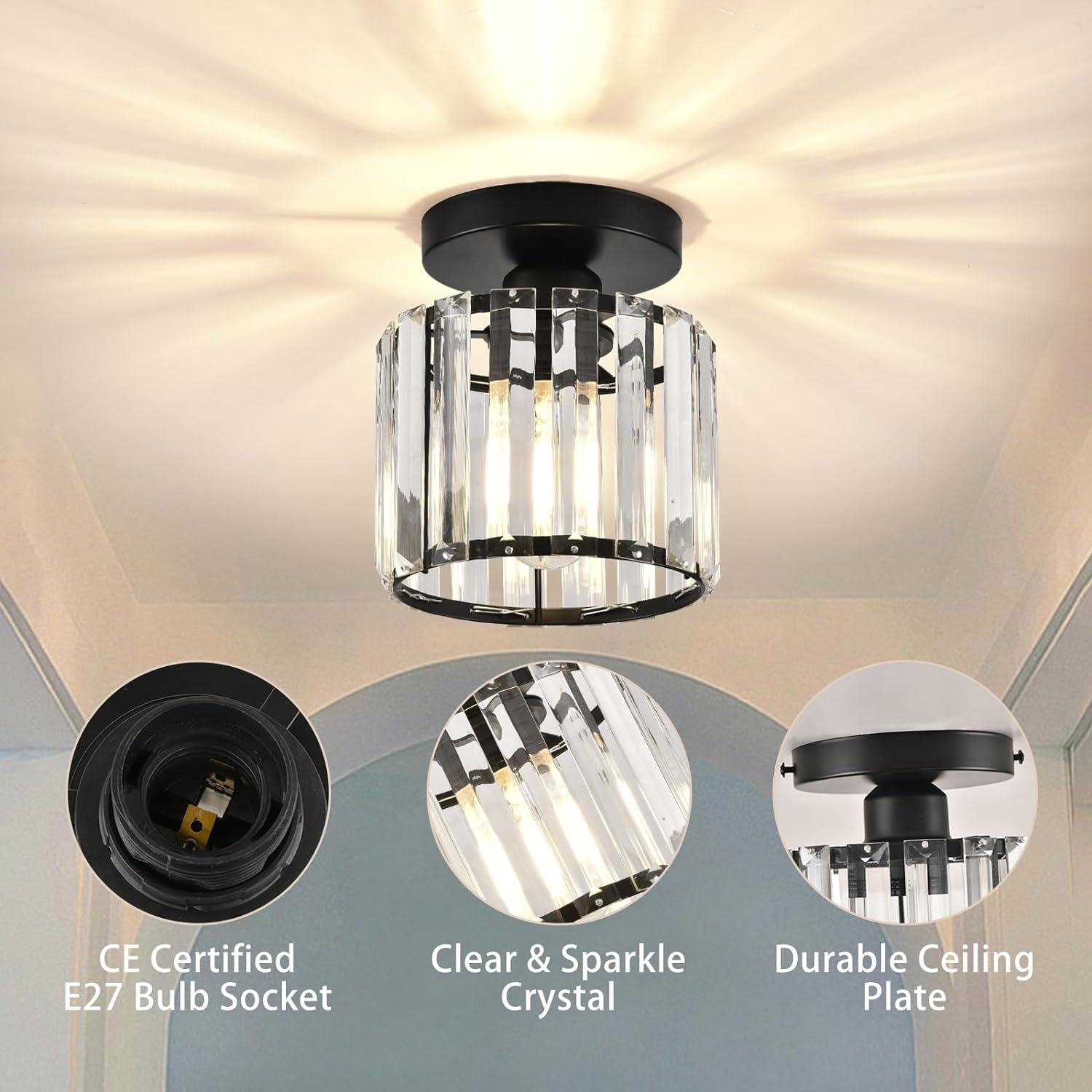 Modern Crystal Ceiling Light – CrystalGlow