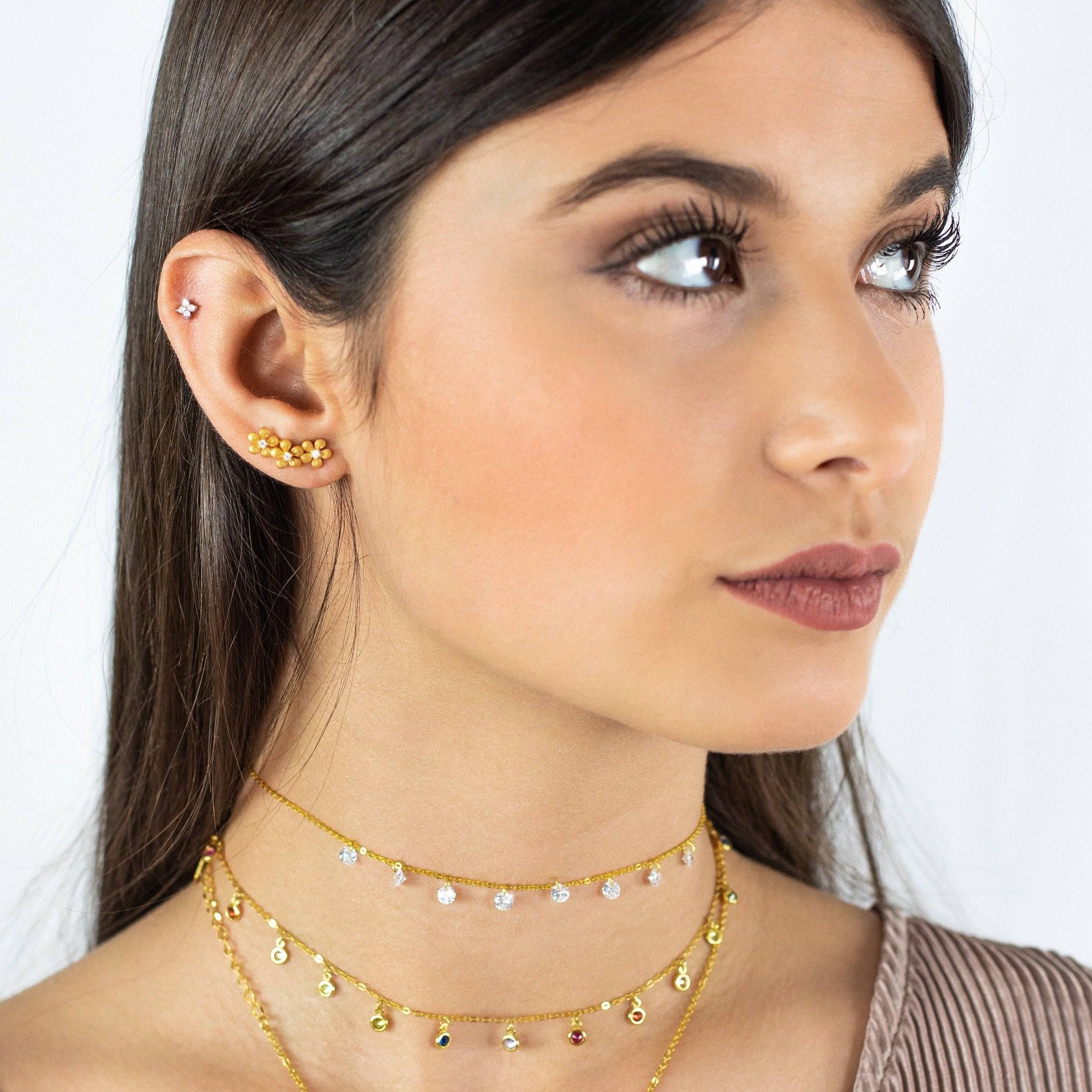 Flower-Shaped Zirconia Earrings – Elise