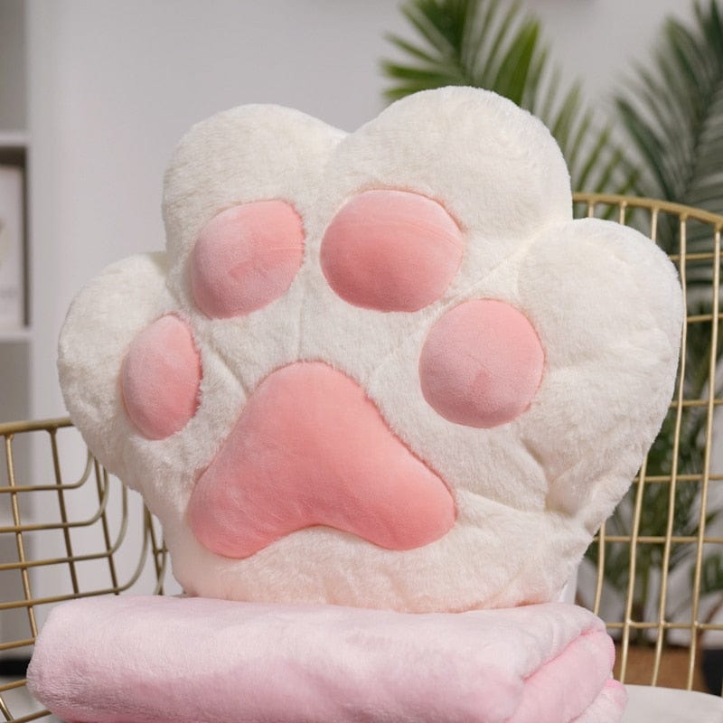 VeluPaws Heated Plush Cushion | Adorable cat paw hand warmer with a built-in heat pack and a soft blanket—perfect for chilly days.