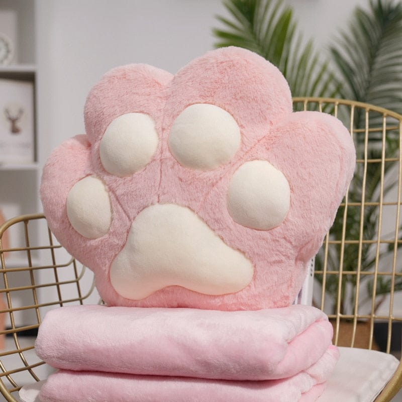 VeluPaws Heated Plush Cushion | Adorable cat paw hand warmer with a built-in heat pack and a soft blanket—perfect for chilly days.