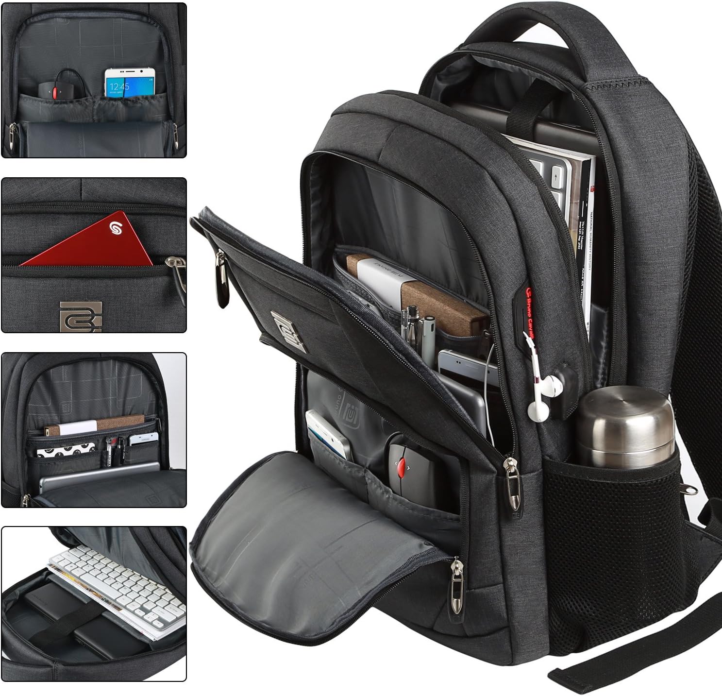 Dunne anti-theft laptop backpack with USB charging port
