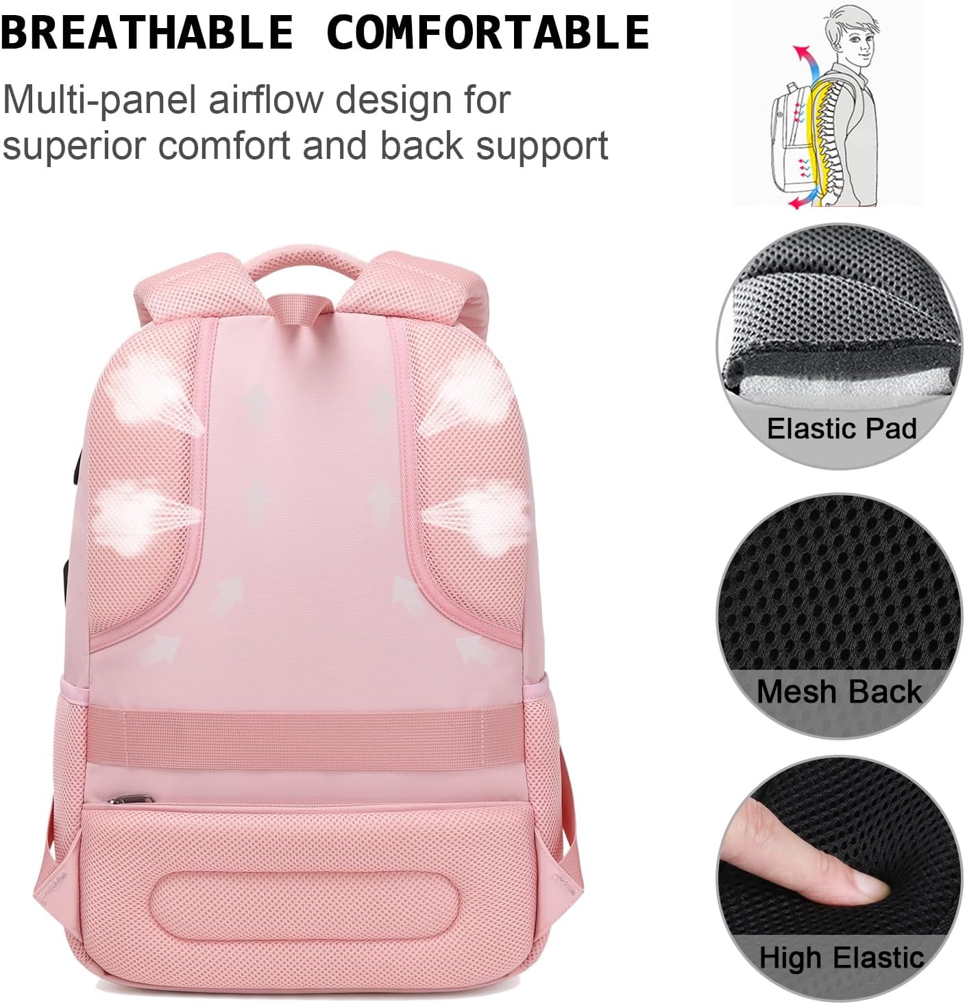 Dunne anti-theft laptop backpack with USB charging port