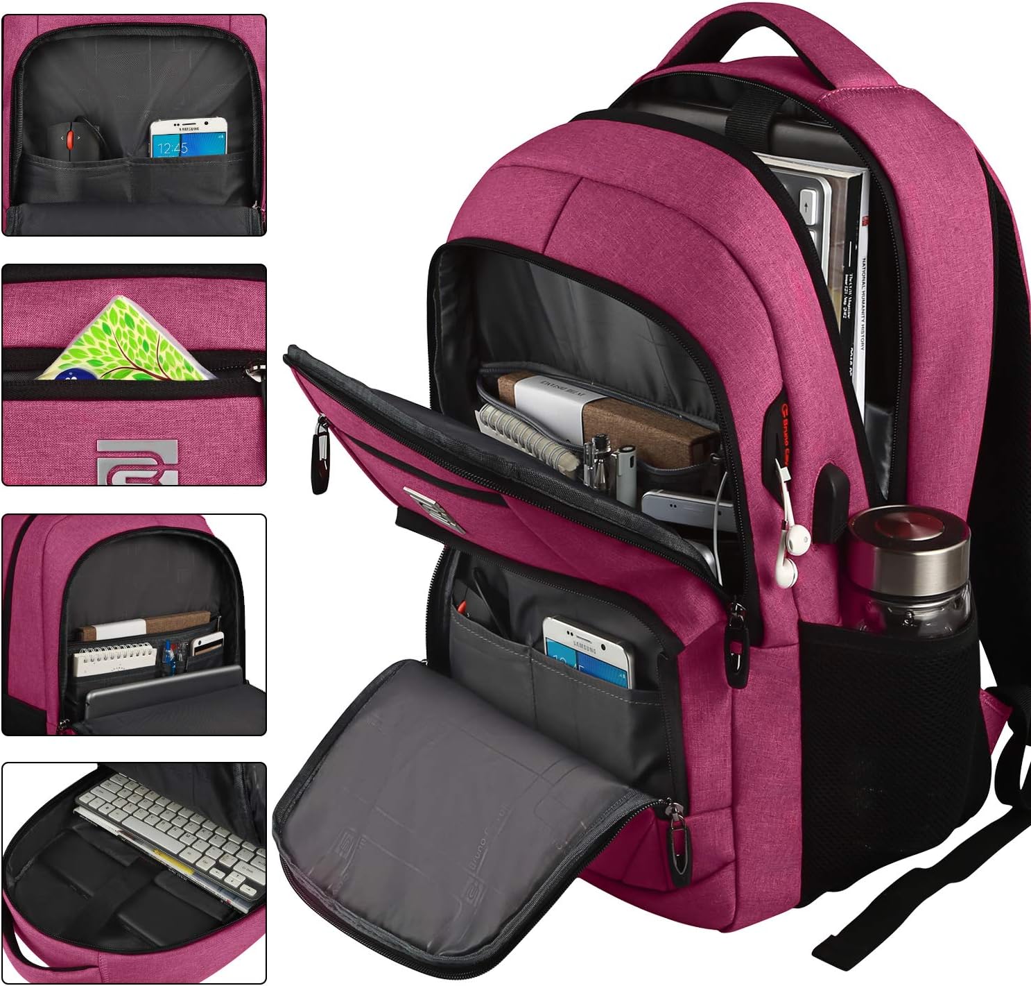Dunne anti-theft laptop backpack with USB charging port