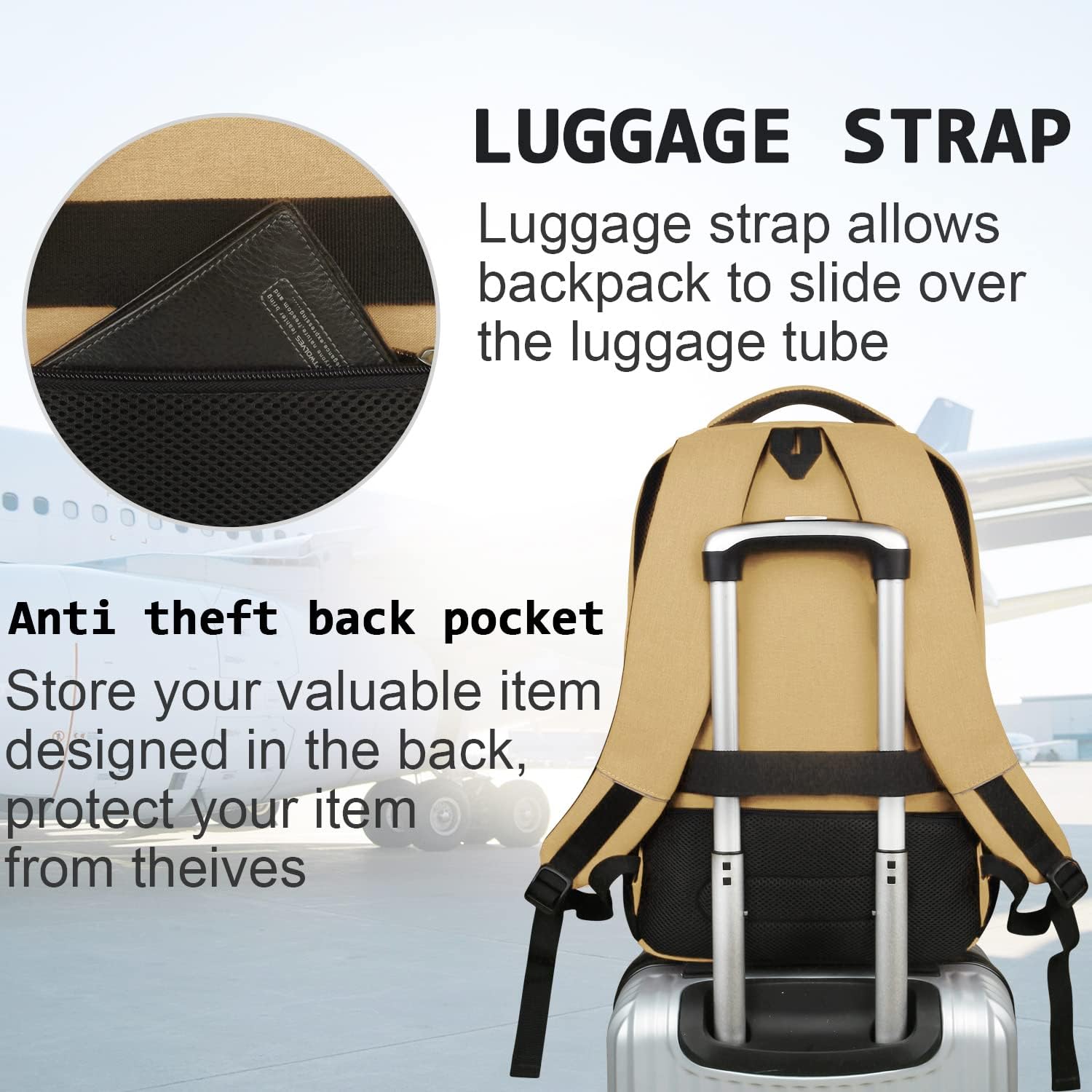 Dunne anti-theft laptop backpack with USB charging port