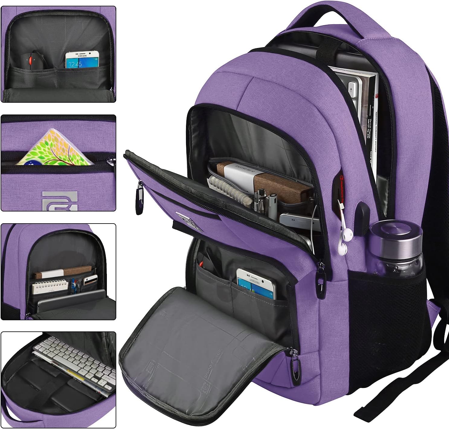 Dunne anti-theft laptop backpack with USB charging port