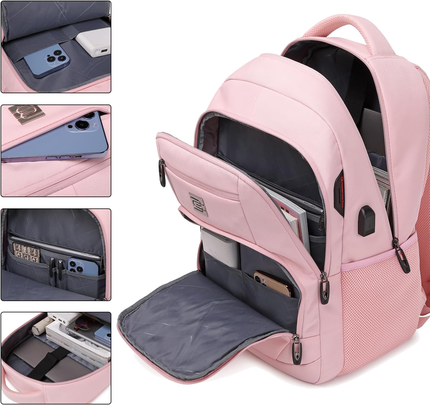 Dunne anti-theft laptop backpack with USB charging port