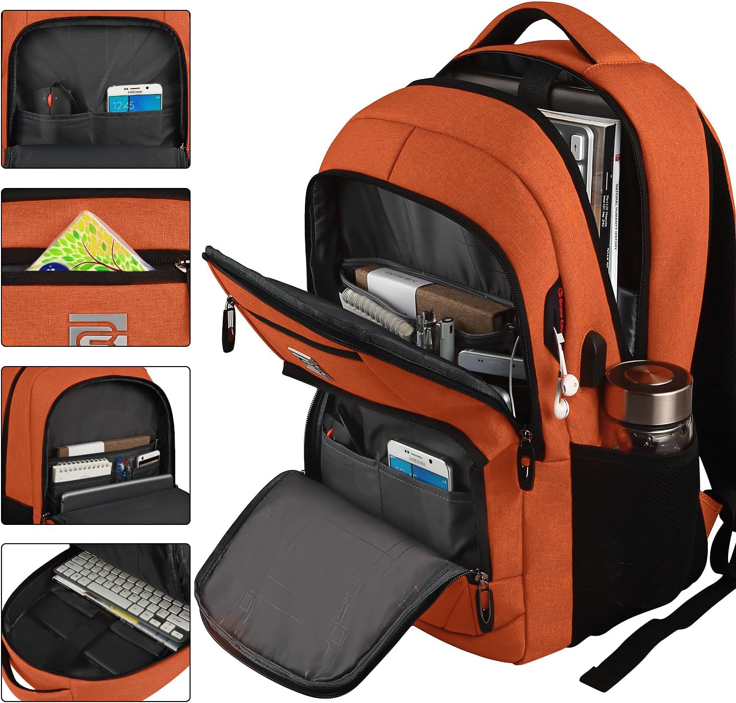 Dunne anti-theft laptop backpack with USB charging port