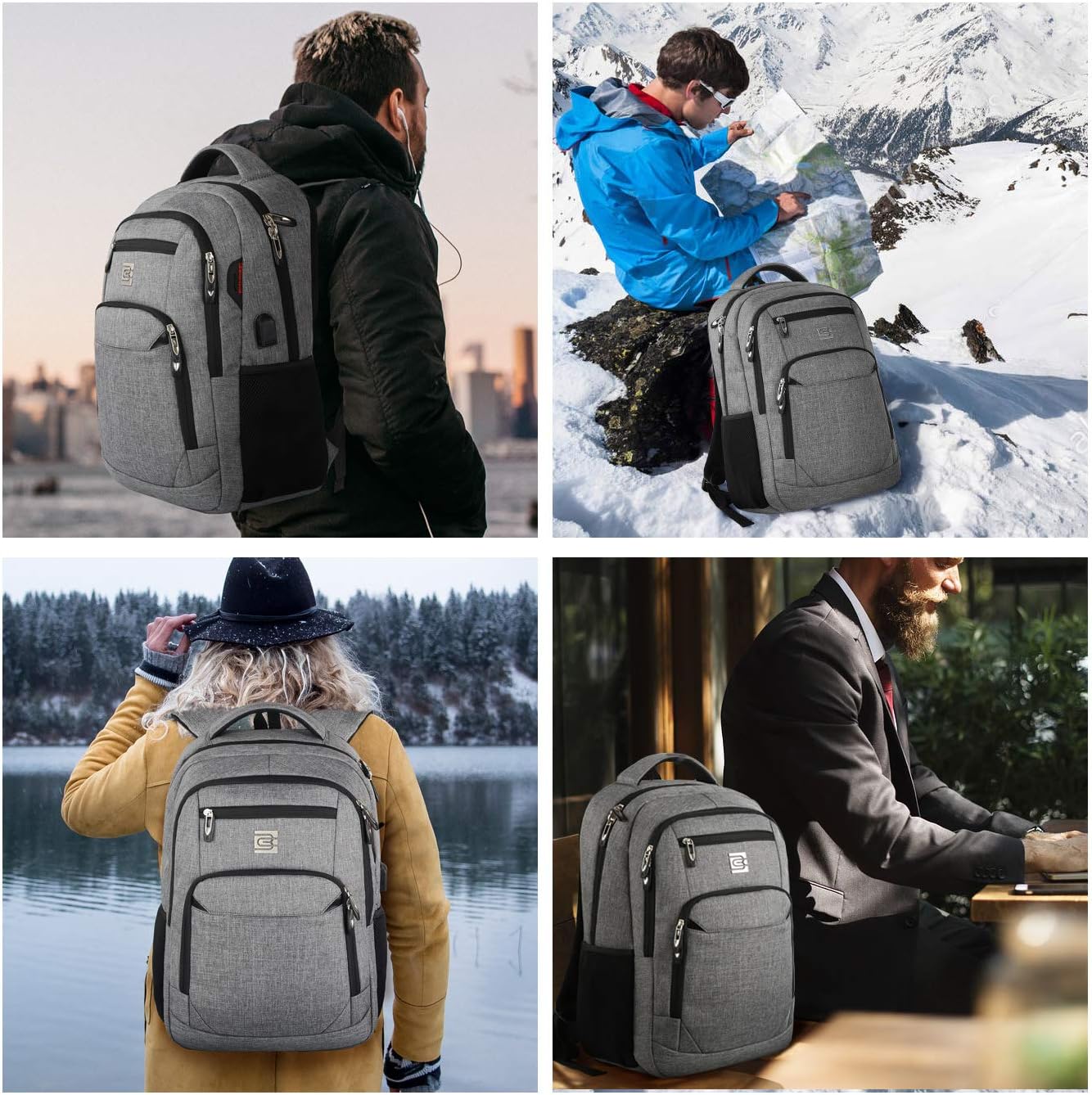 Dunne anti-theft laptop backpack with USB charging port