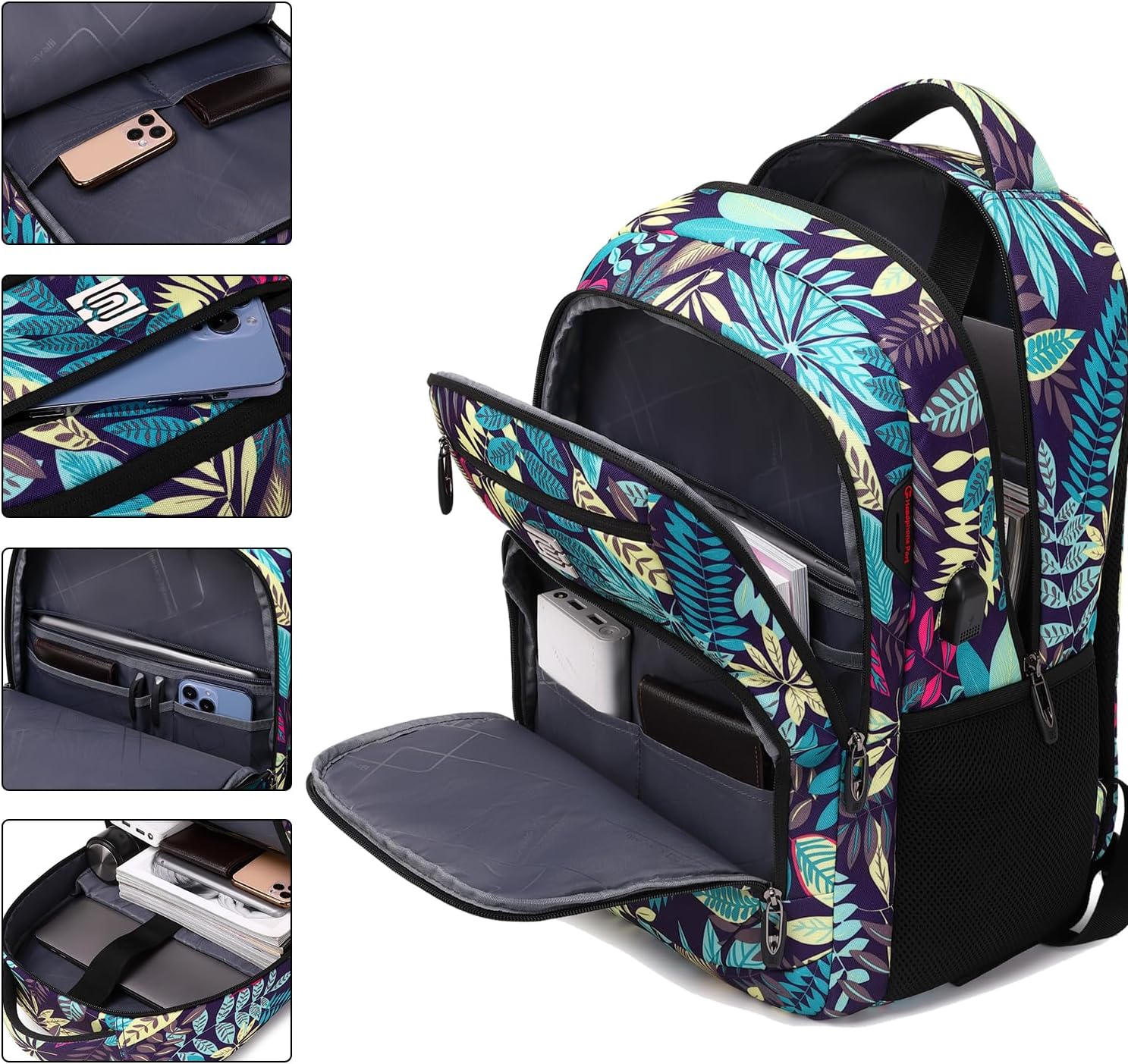 Dunne anti-theft laptop backpack with USB charging port