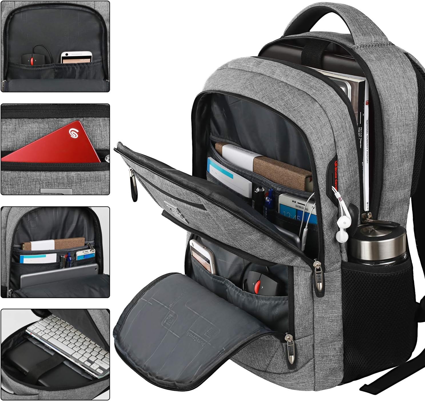 Dunne anti-theft laptop backpack with USB charging port