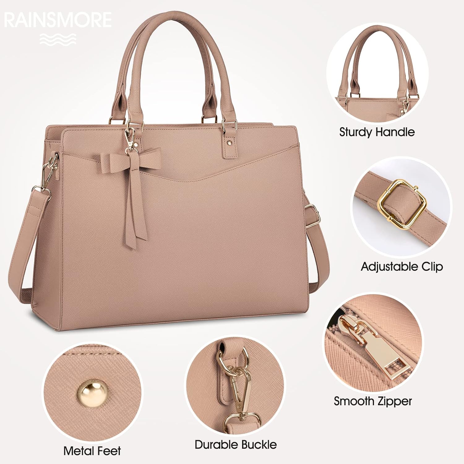 Waterproof PU Leather Laptop Bag with Multifunctional Design for Women