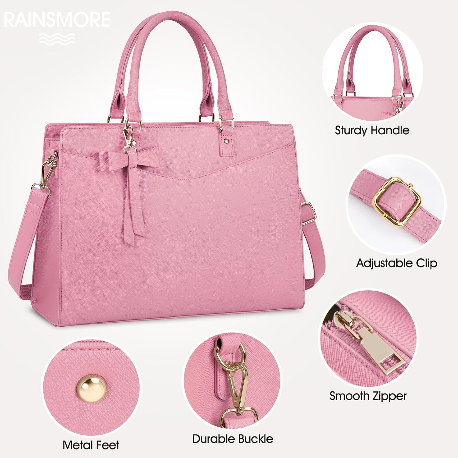 Waterproof PU Leather Laptop Bag with Multifunctional Design for Women