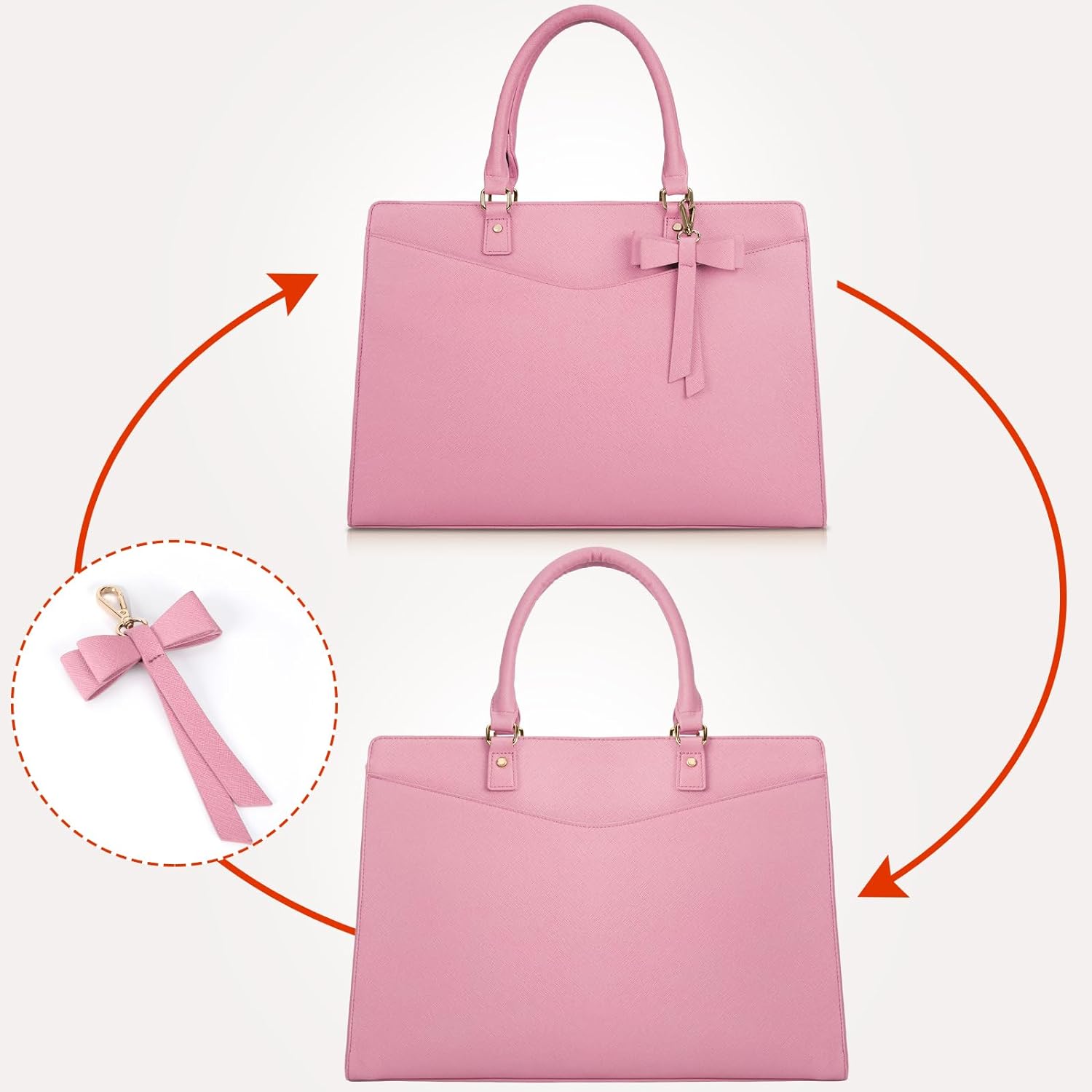 Waterproof PU Leather Laptop Bag with Multifunctional Design for Women