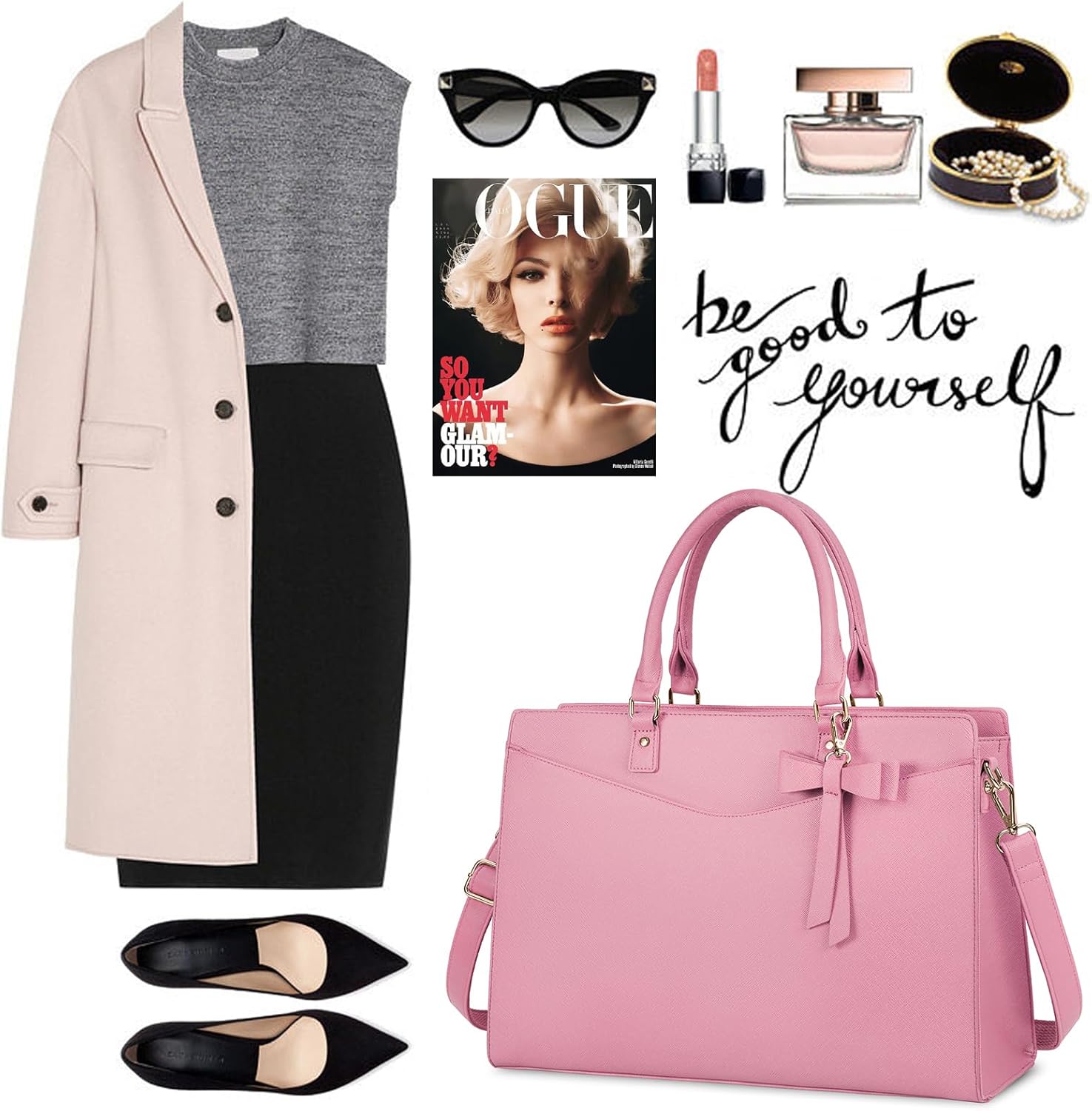 Waterproof PU Leather Laptop Bag with Multifunctional Design for Women