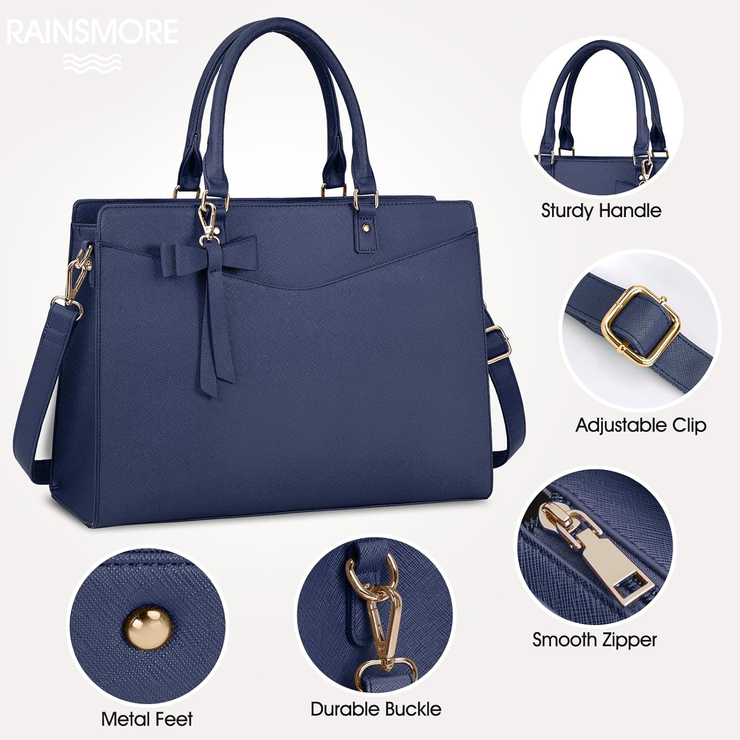 Waterproof PU Leather Laptop Bag with Multifunctional Design for Women