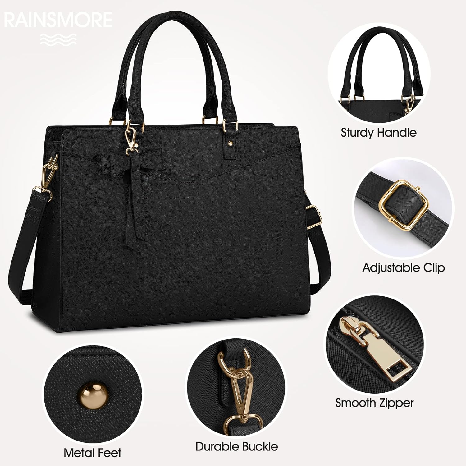 Waterproof PU Leather Laptop Bag with Multifunctional Design for Women