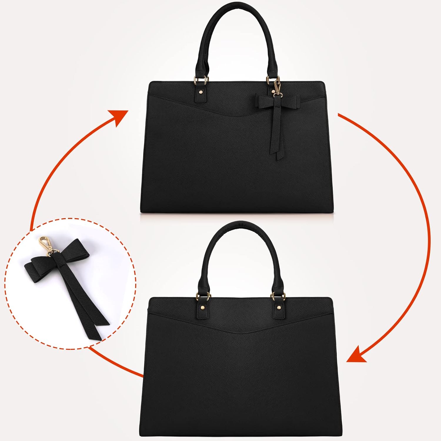 Waterproof PU Leather Laptop Bag with Multifunctional Design for Women