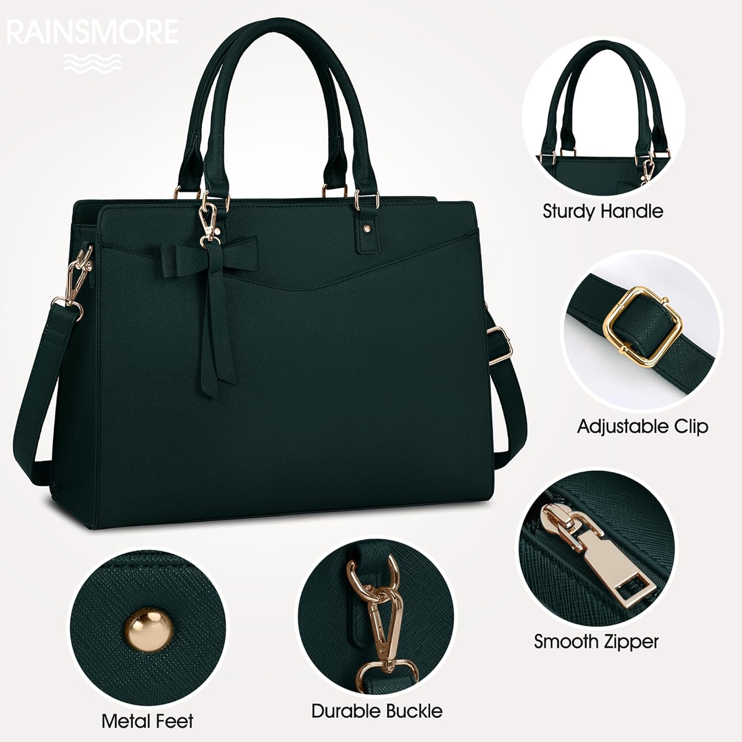 Waterproof PU Leather Laptop Bag with Multifunctional Design for Women
