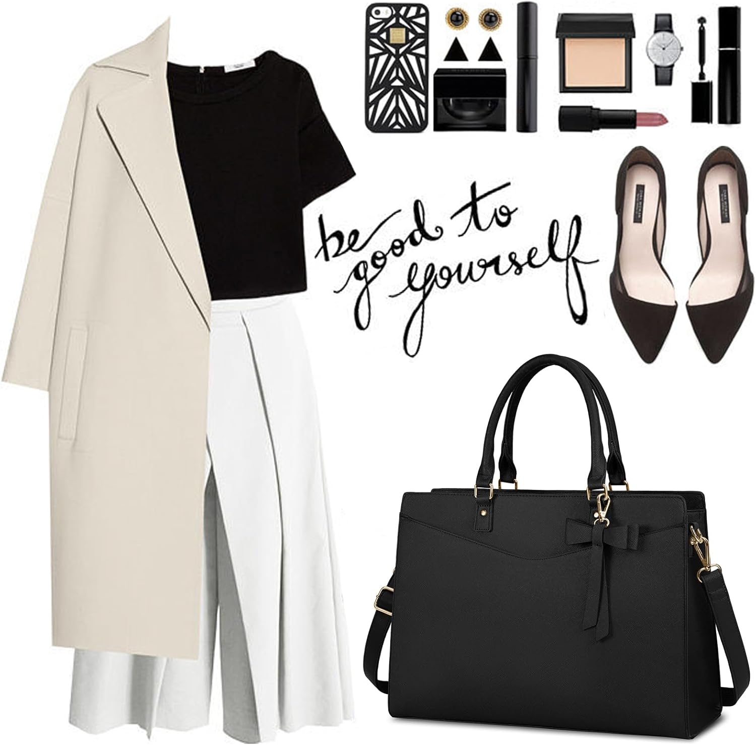 Waterproof PU Leather Laptop Bag with Multifunctional Design for Women