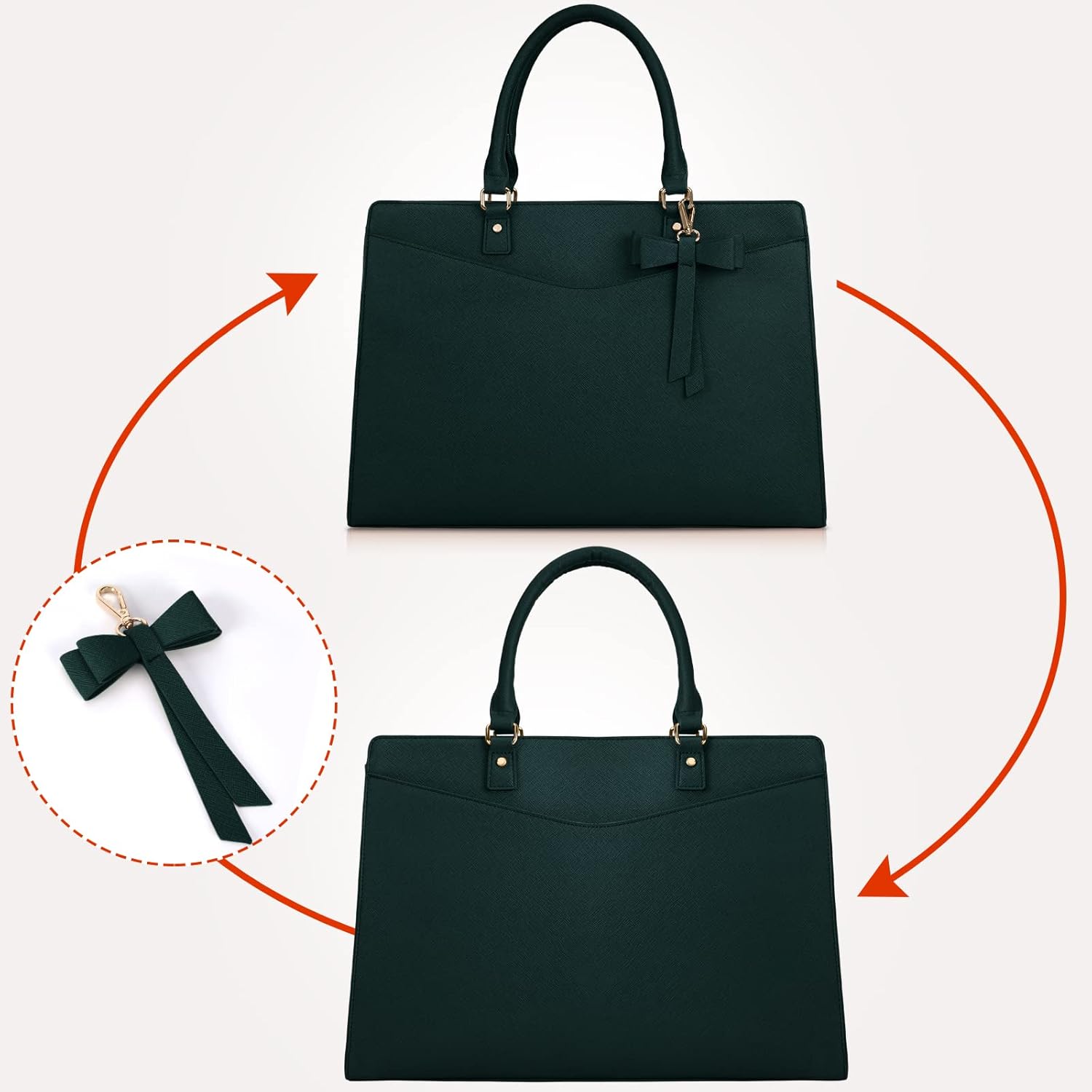 Waterproof PU Leather Laptop Bag with Multifunctional Design for Women