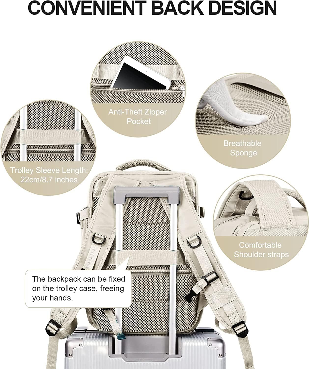 Waterproof Travel Backpack with Shoe Compartment and USB Port – Suitable for 14" Laptop