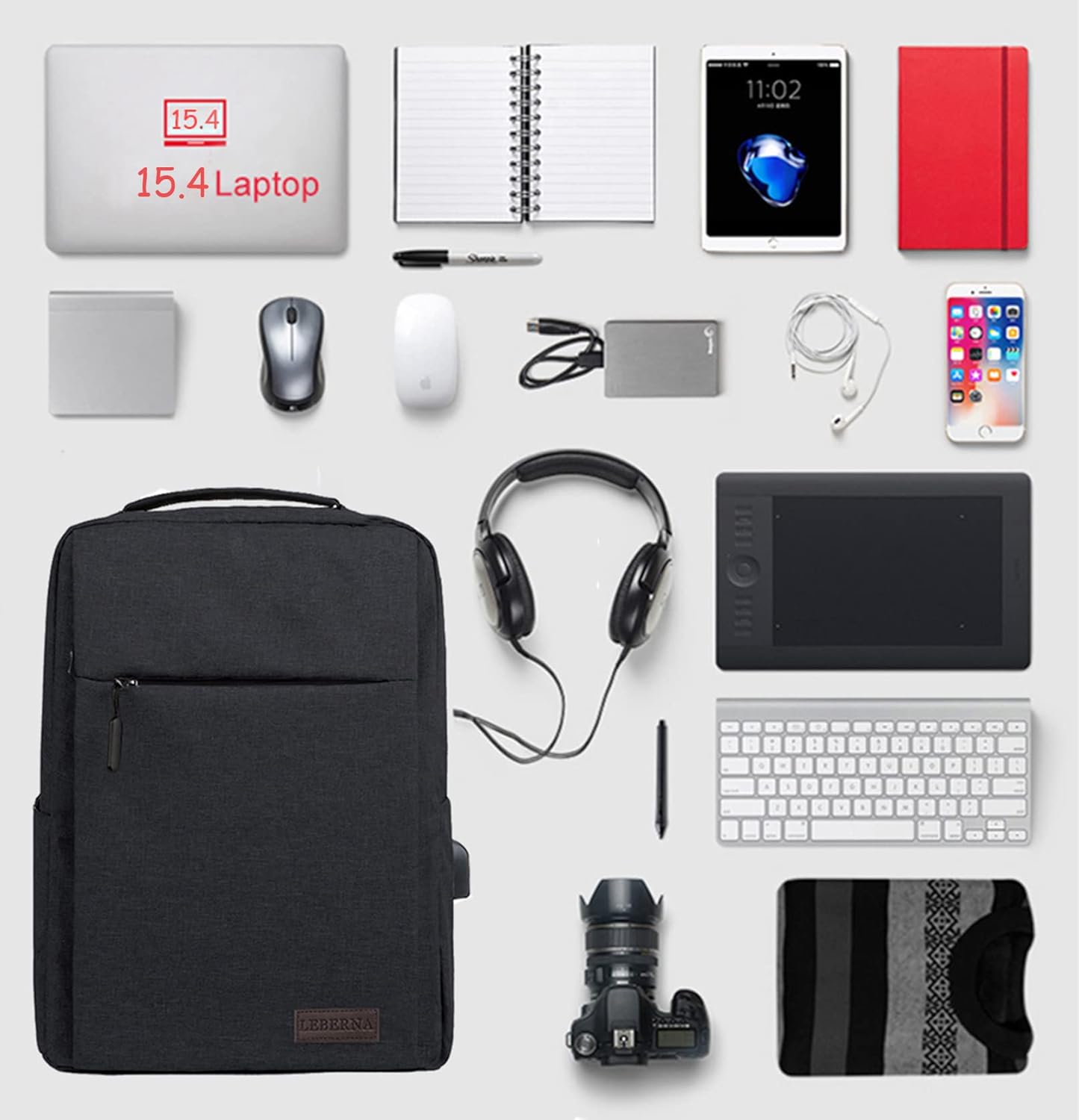 Slim Waterproof Laptop Backpack with USB Port
