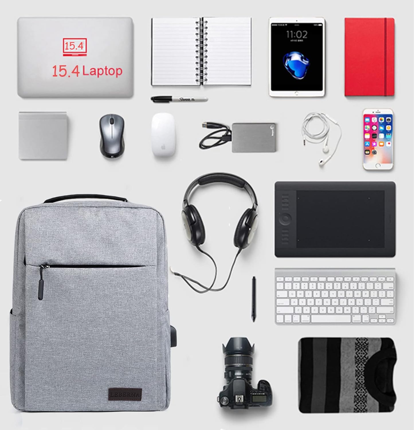 Slim Waterproof Laptop Backpack with USB Port