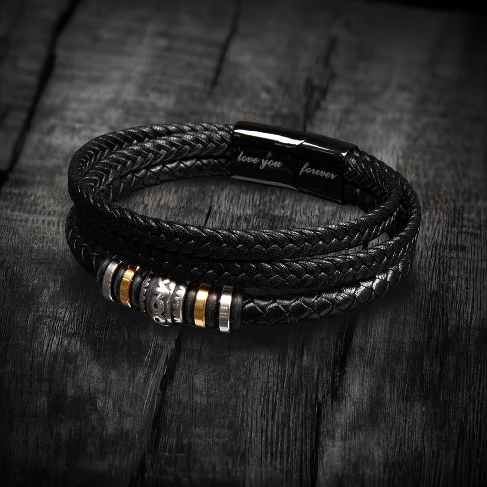 Leather Bracelet for Son - Engraving 'Love You Forever'