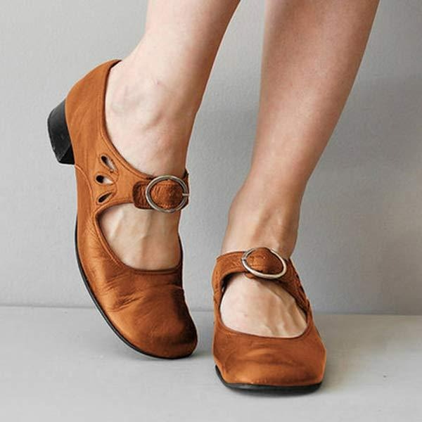 Leather Women's Shoes - Low Heels for Elegance