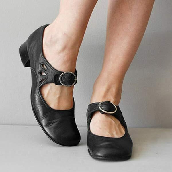 Leather Women's Shoes - Low Heels for Elegance