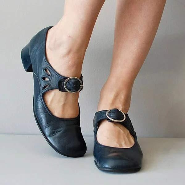 Leather Women's Shoes - Low Heels for Elegance