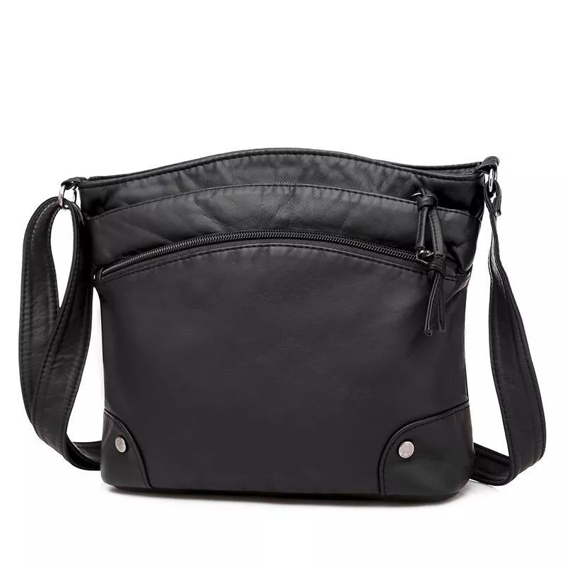 Leather Shoulder Bag - Scratch and Water Resistant, Adjustable Strap