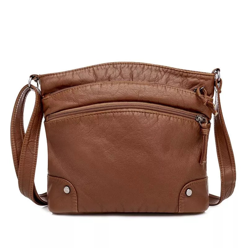 Leather Shoulder Bag - Scratch and Water Resistant, Adjustable Strap
