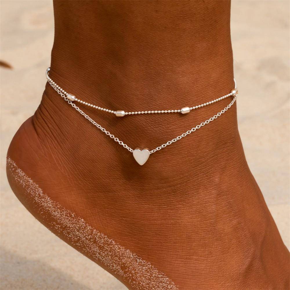 Stylish Heart Ankle Bracelet – Fiora