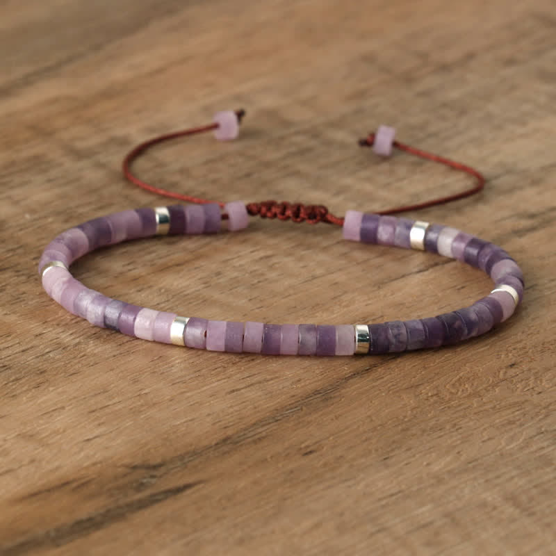 Braided Bracelet with 2.4 mm Natural Stone Beads – Seraphina