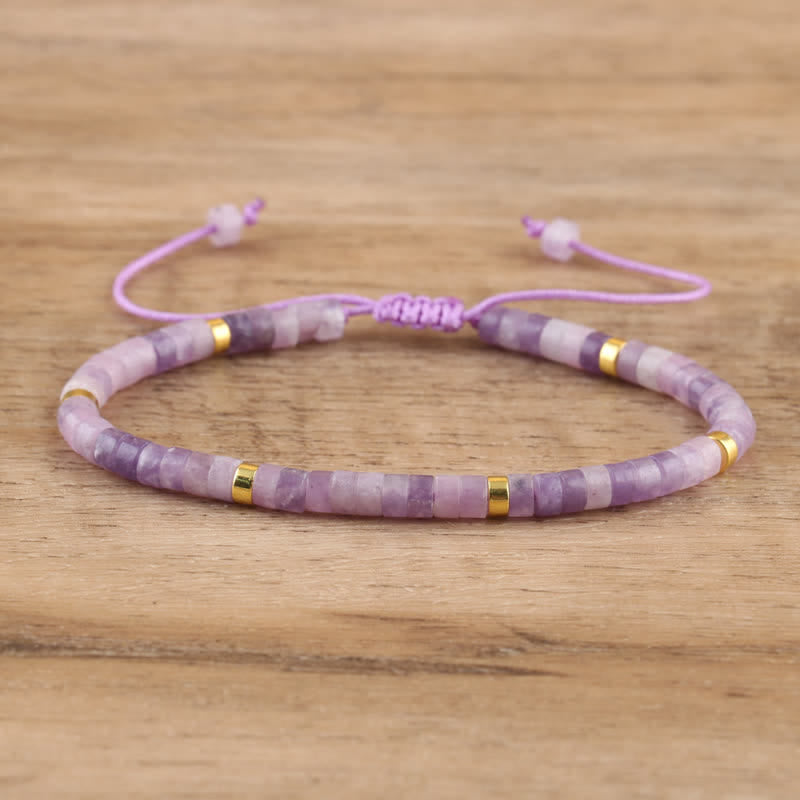 Braided Bracelet with 2.4 mm Natural Stone Beads – Seraphina