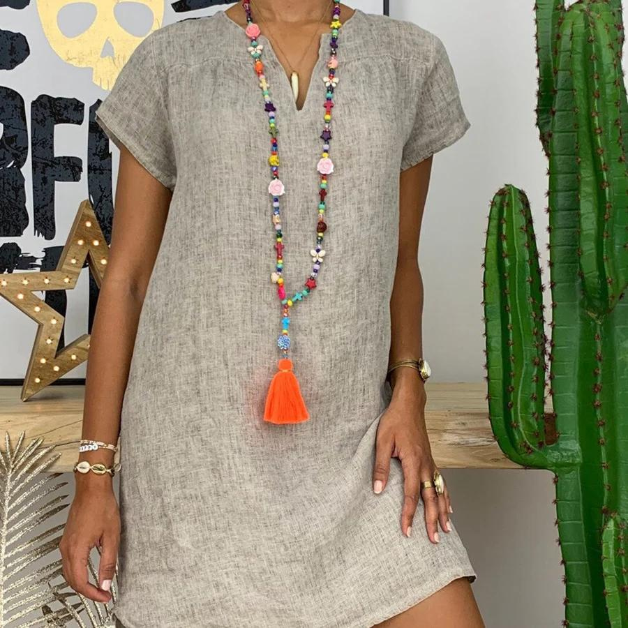 Lightweight Women's Dress - Cotton and Linen - Comfortable Summer Style