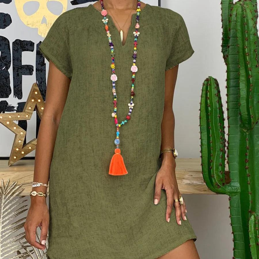 Lightweight Women's Dress - Cotton and Linen - Comfortable Summer Style