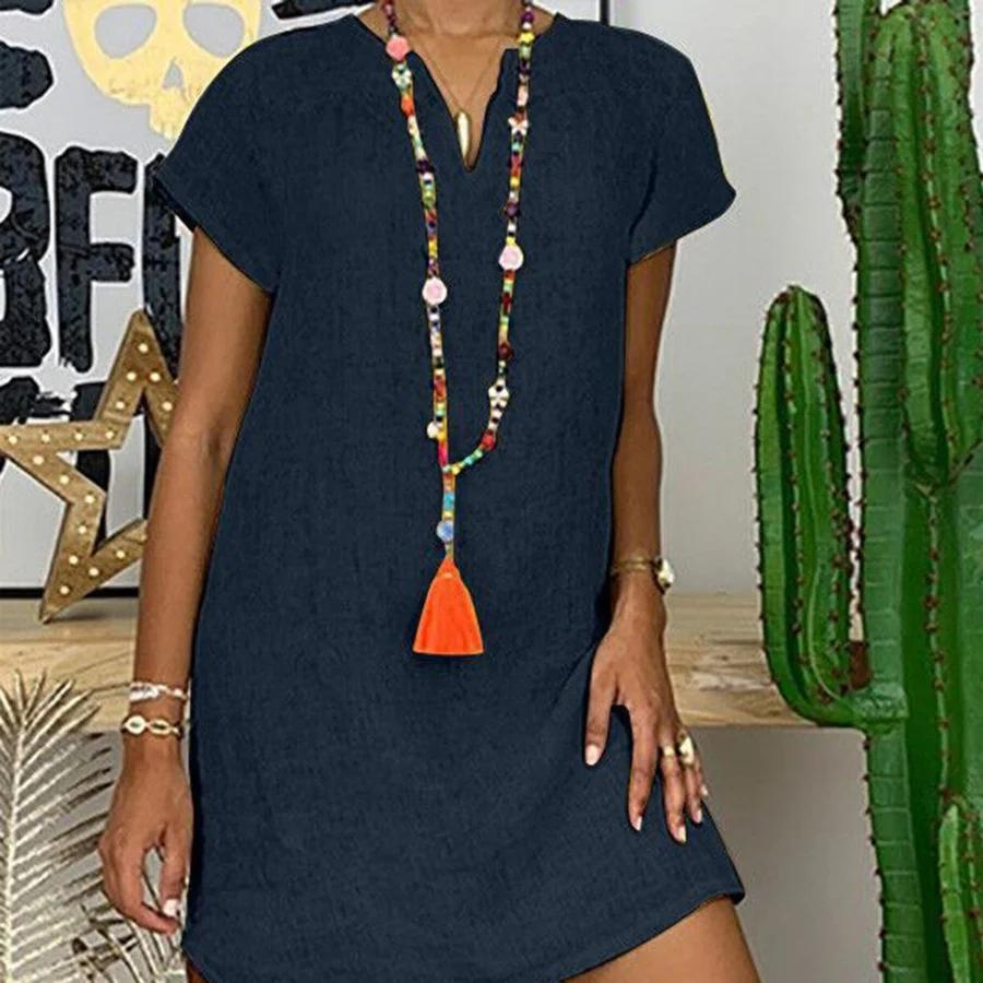 Lightweight Women's Dress - Cotton and Linen - Comfortable Summer Style