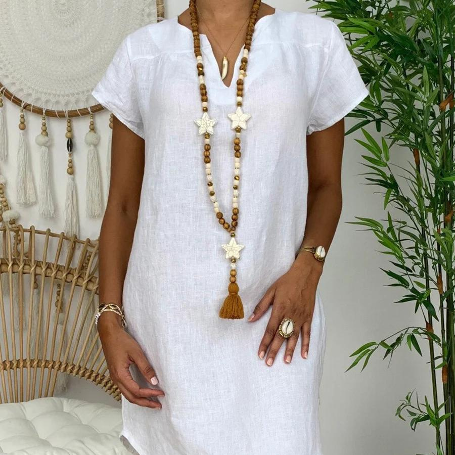 Lightweight Women's Dress - Cotton and Linen - Comfortable Summer Style