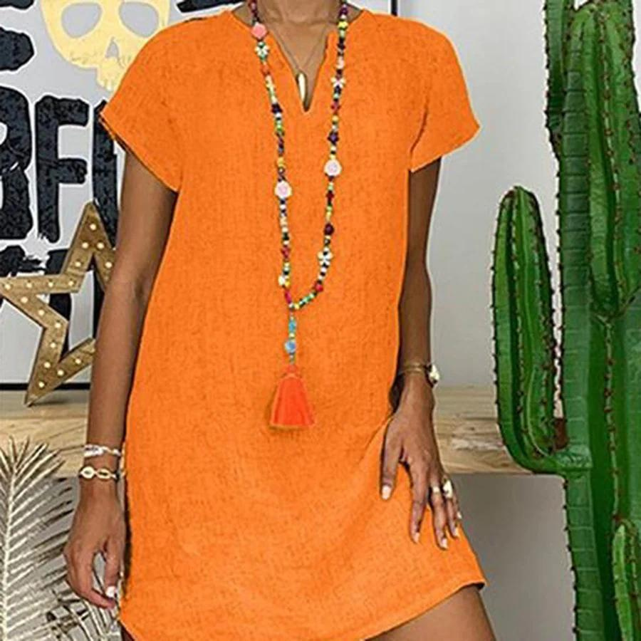 Lightweight Women's Dress - Cotton and Linen - Comfortable Summer Style