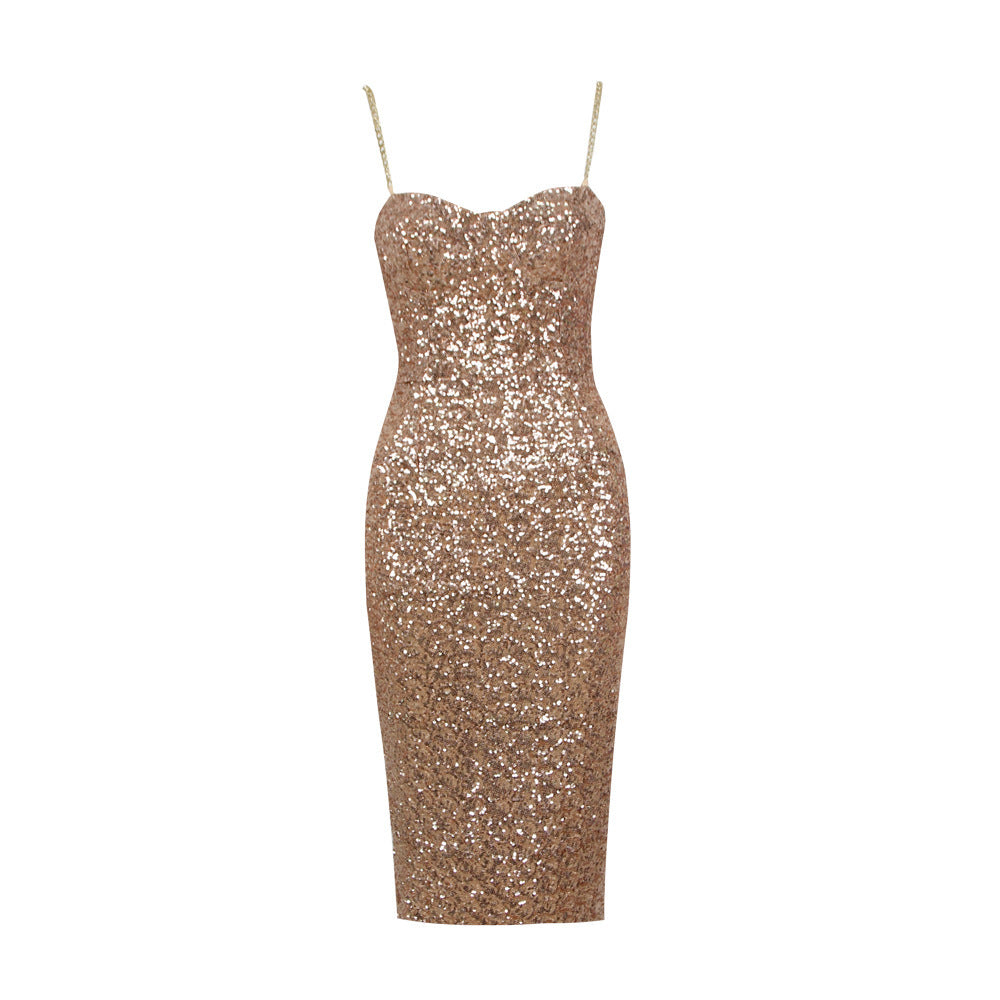 Shimmering Midi Dress with Zip - Elegant and Modern