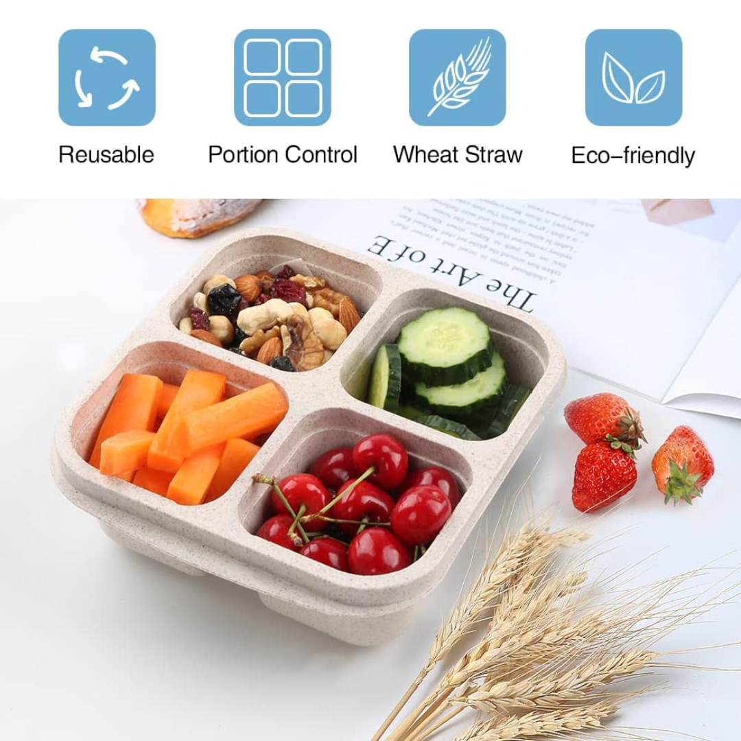 Bento-Style 4-Compartment Meal Prep Boxes (Set of 4) – Bento4You