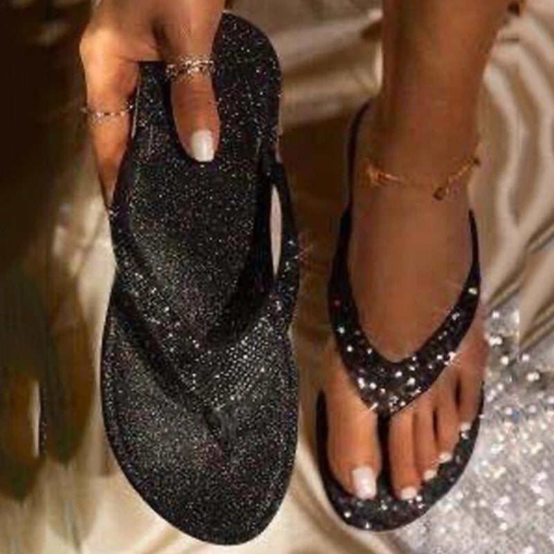 Flip-Flops | Luxe beach slippers with rhinestones for women