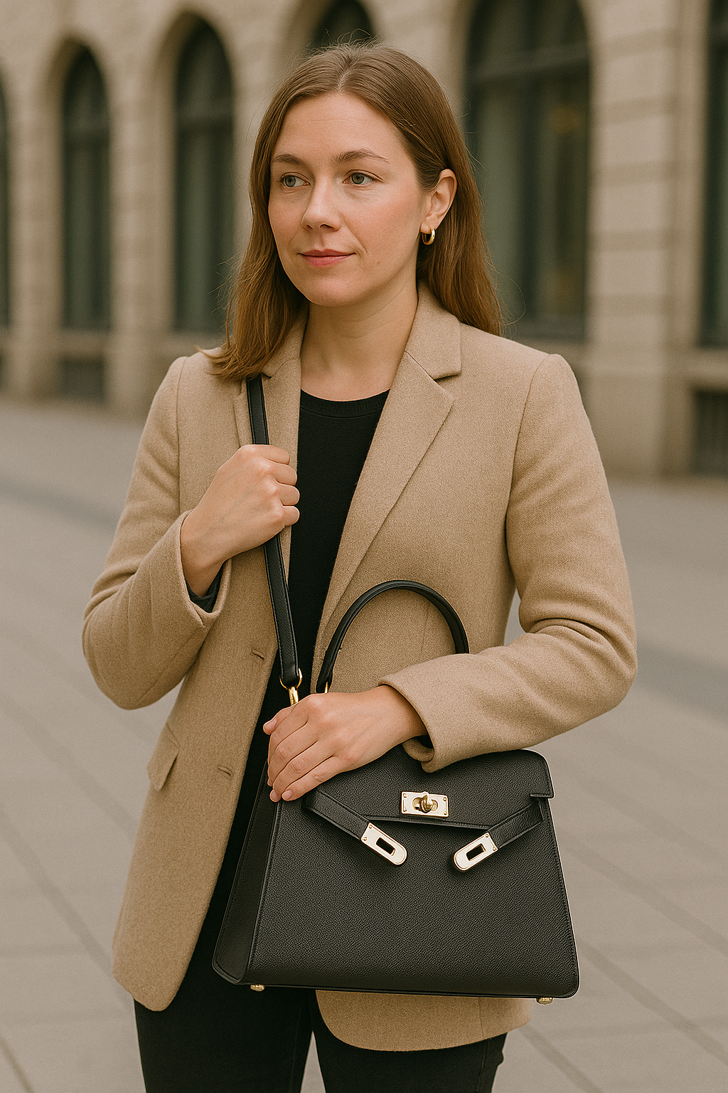 Luxury Handbag - Glossy Metal Closure