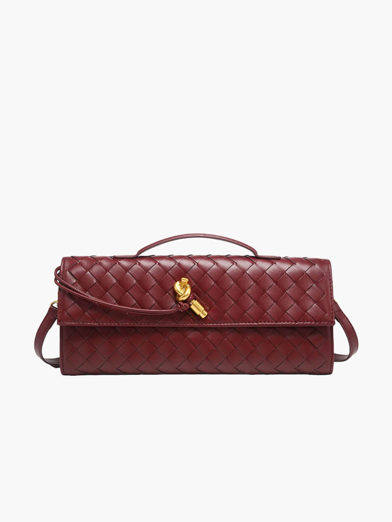 Luxe Woven Handbag - Elegance with Gold Closure